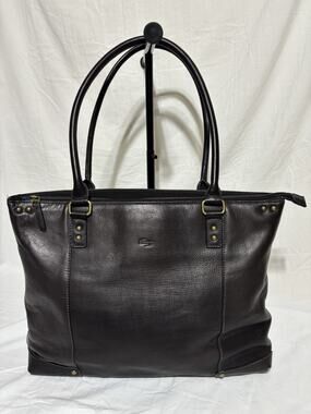 Solo New York Brown Leather Laptop Tote Bag Work Business Shoulder Bag Padded